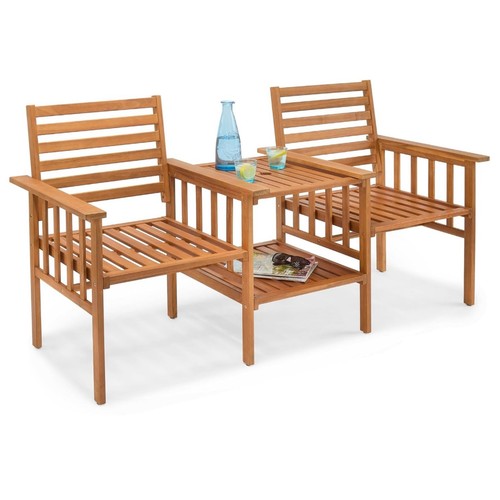 Wooden garden love seat - garden,