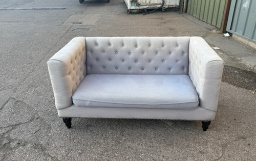 Grey fabric chesterfield - fabric,