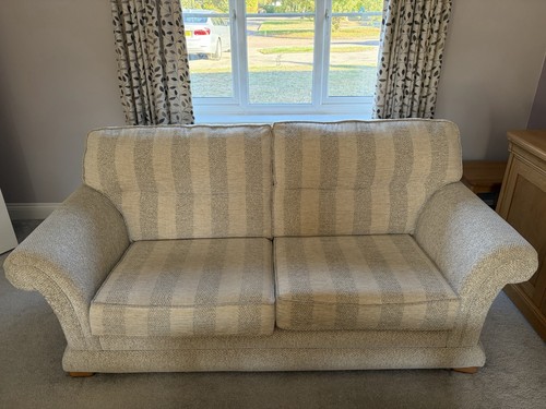 Cream striped three seater - cream,