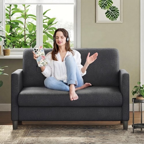 Two seater sofa - grey, teddy