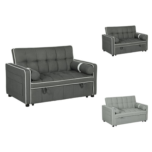 Two seater linen look sofa - linen-look, bed