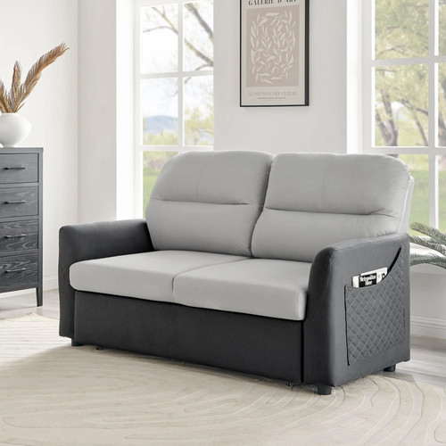 Grey faux suede sofa - faux, pull